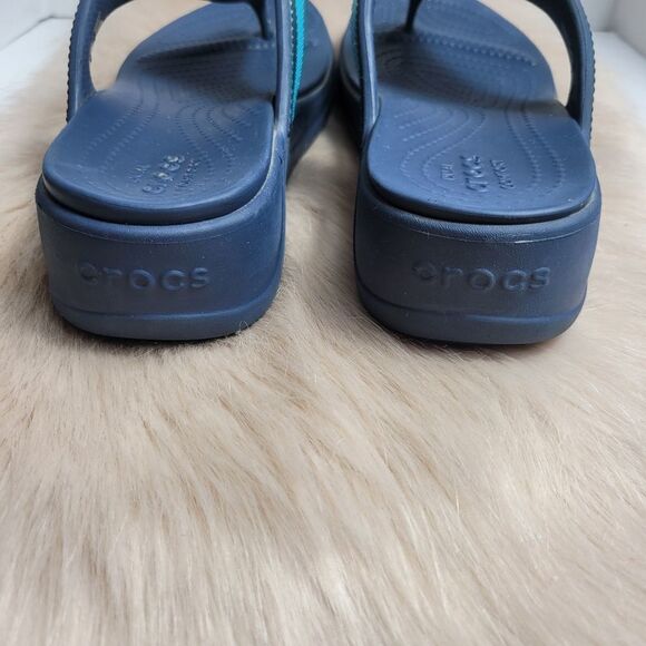 Crocs Monterey Beaded Multicolor Women's Stripe Wedge Flip Flop Sandals - Picture 4 of 6